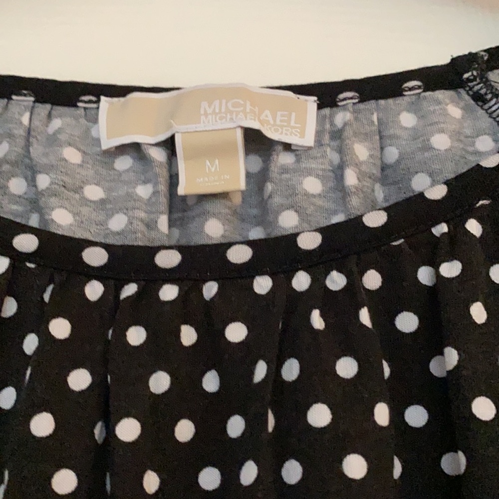 Michael Kors polka dot top with flutter sleeves